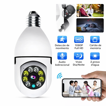 CÂMERA LÂMPADA IP INTELIGENTE 3MP 360°