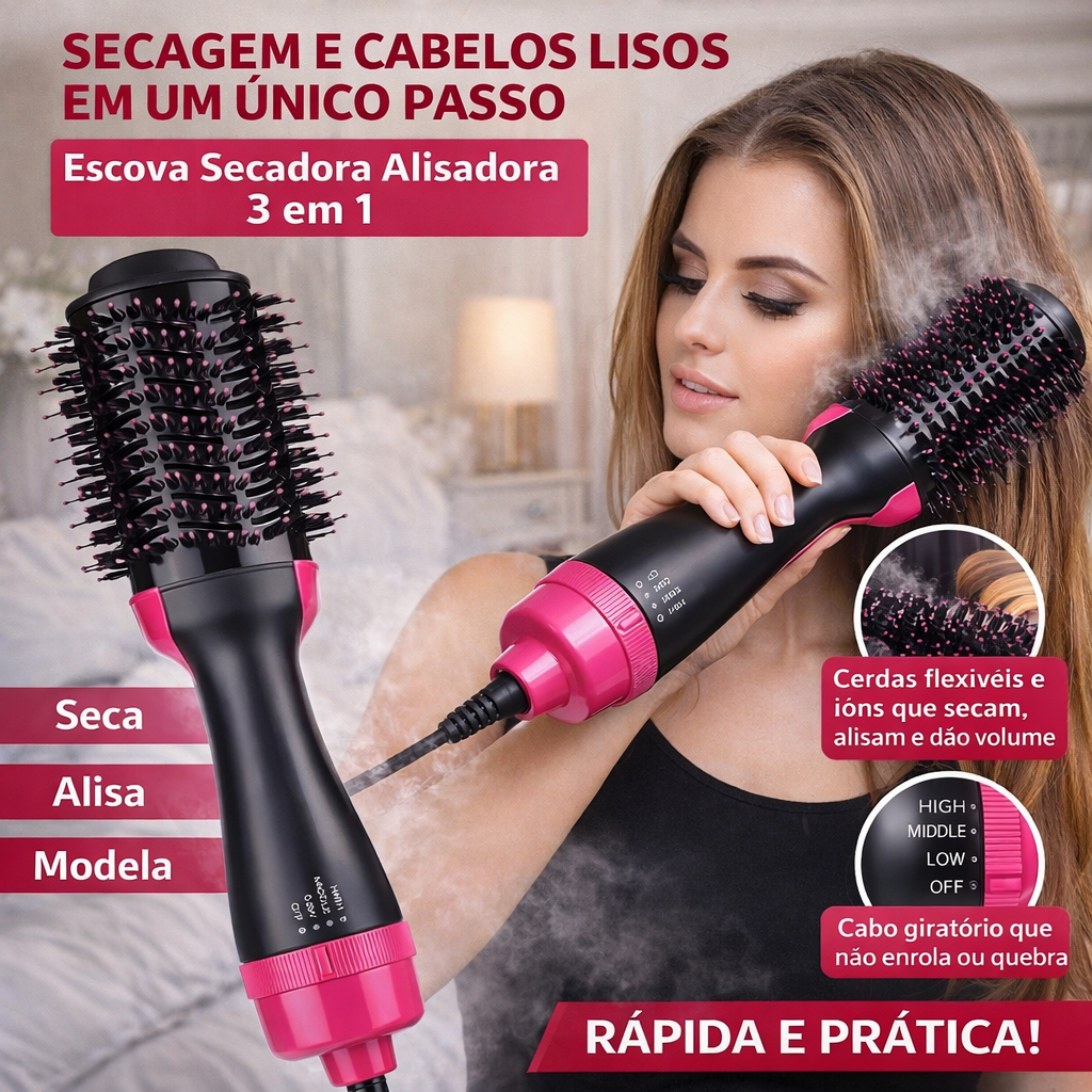 Escova Secadora 3 em 1